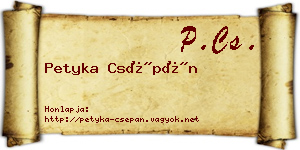 Petyka Csépán névjegykártya